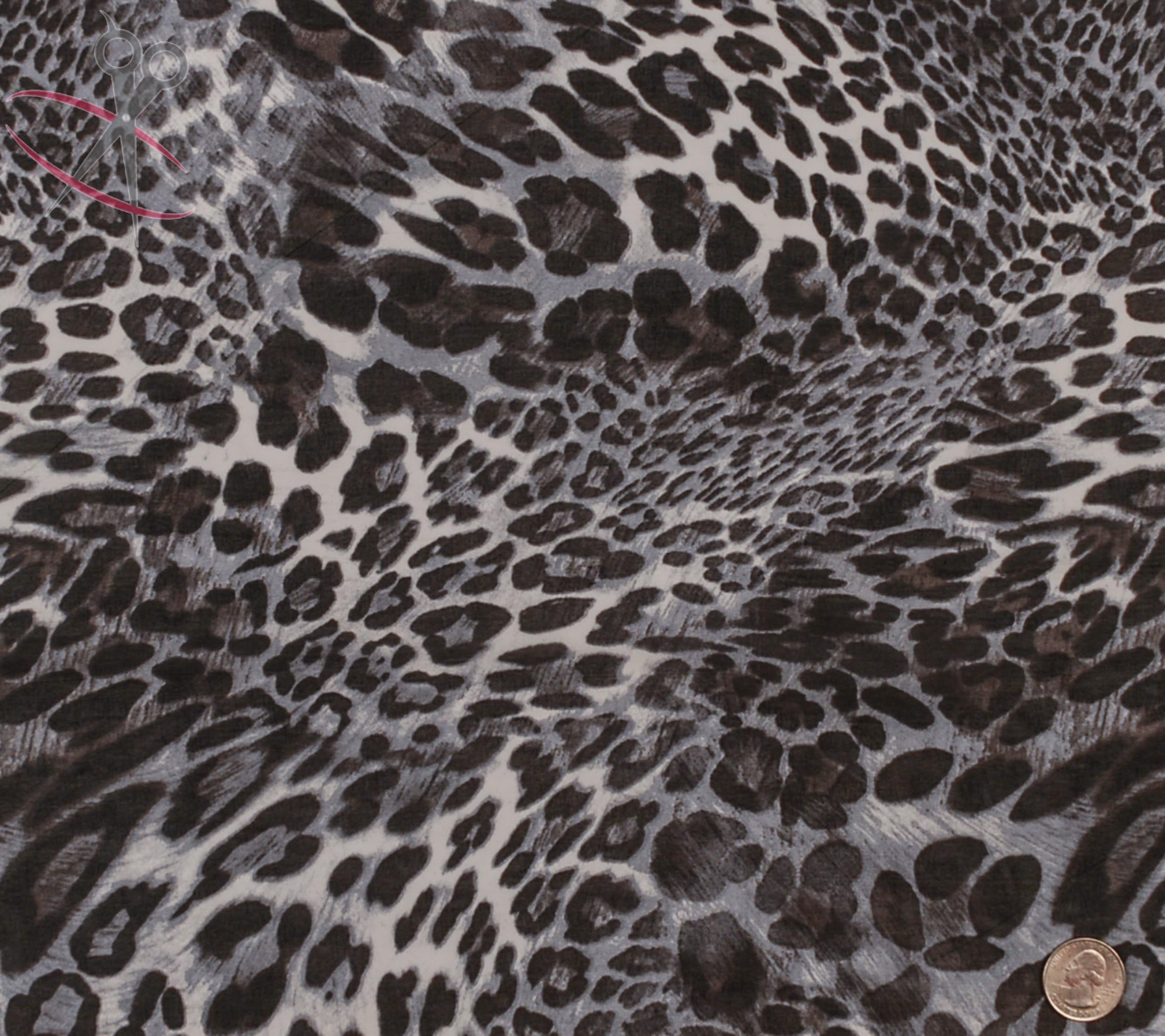Blended Leopard Print - Gray & Black - Hi Multi Chiffon - Fabric By the Yard