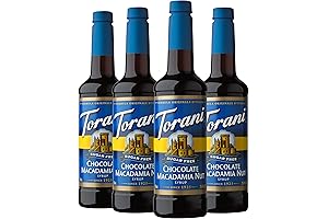 Torani Sugar Free Chocolate Macadamia Nut Syrup, 101.6 Fl Oz (Pack of 4)