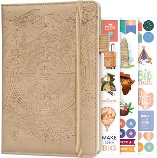 Legend Vintage Travel Journal – Traveling Diary & Photo Album for Men, Women & Family with Bucket List – Vacation Essentials (Sandstone)