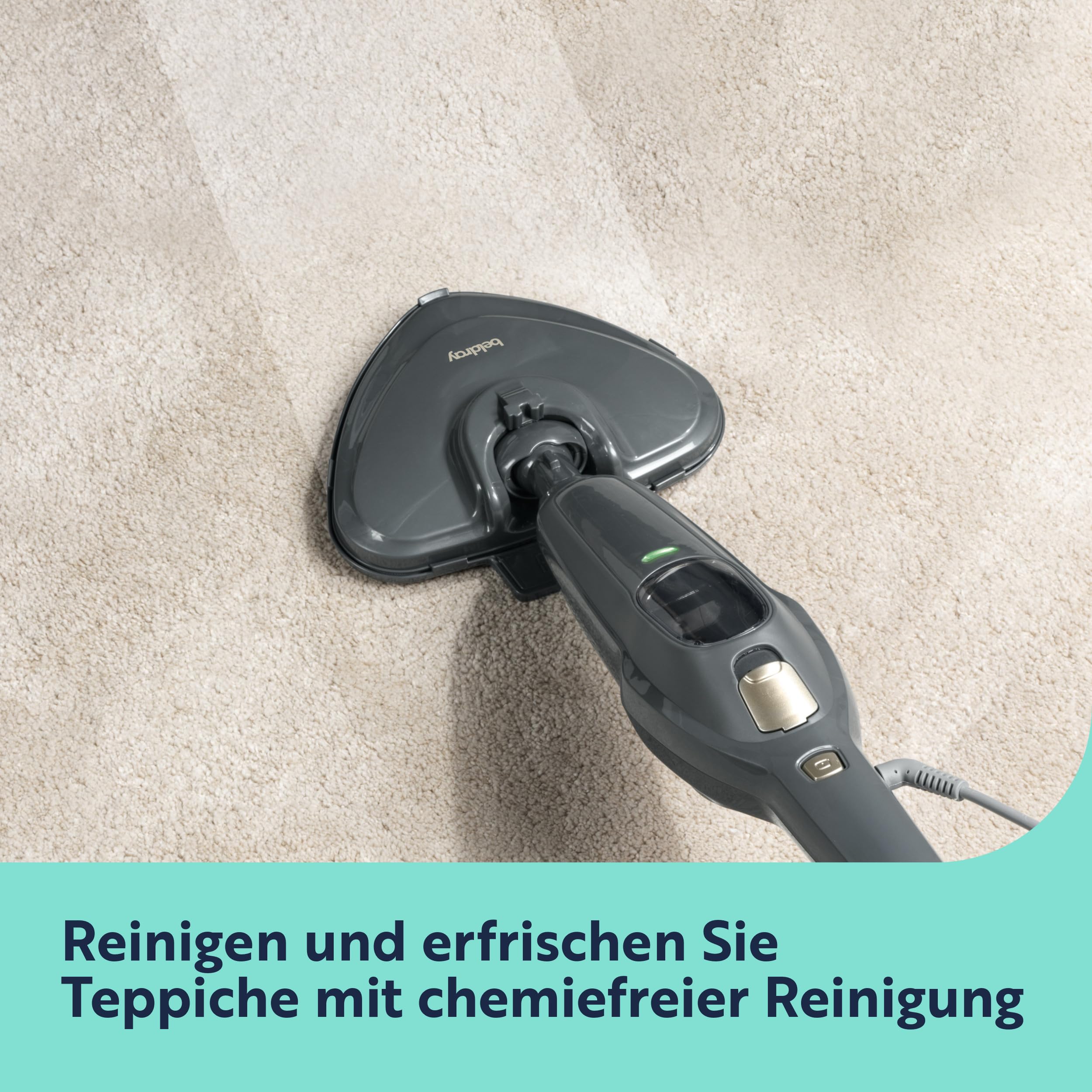 Beldray Clean & Refresh Dampfreiniger – Dampfmopp, Chemikalienfreie Reinigung, Präzisionskopf für Ecken, Schnellaufheizung, 350 ml Wassertank, Teppich, Laminat, Holz, 1300W, BEL01986VDE