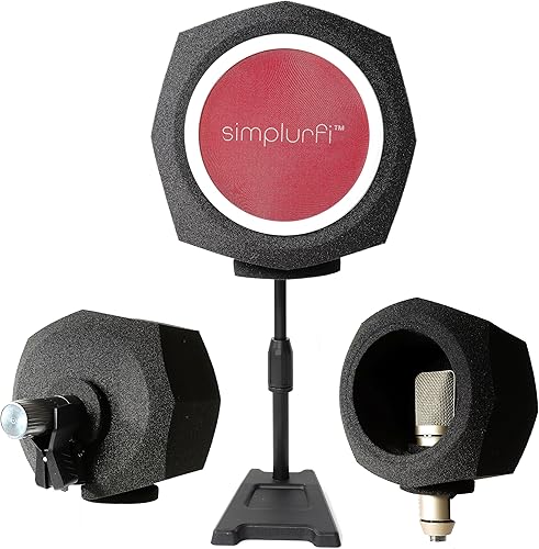 SIMPLURFI Cabina de grabación, bola de aislamiento de micrófono, 2 en 1, escudo de audio portátil, filtro pop para estudio en casa, a prueba de