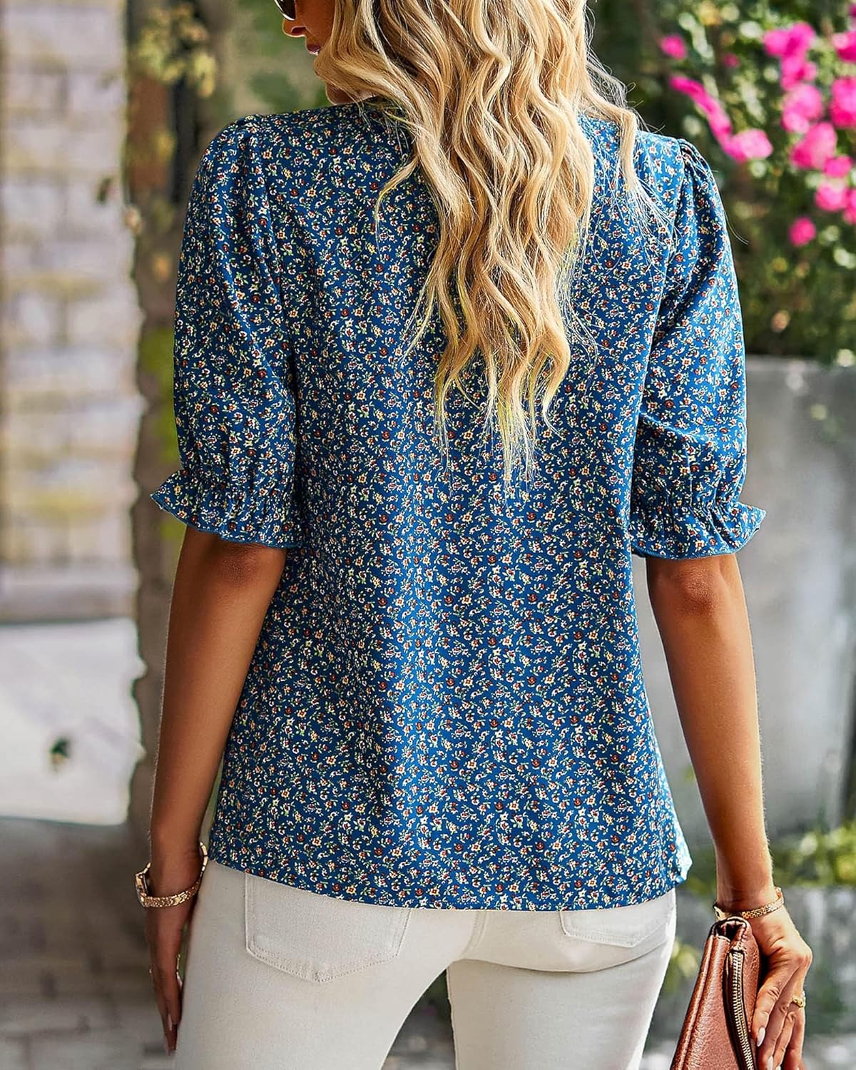 BTFBM Womens Tops 2026 Dressy Casual Blouses Summer Spring Clothes Mock Neck Short Sleeve Shirts Business Work Fall Outfits - Image 4