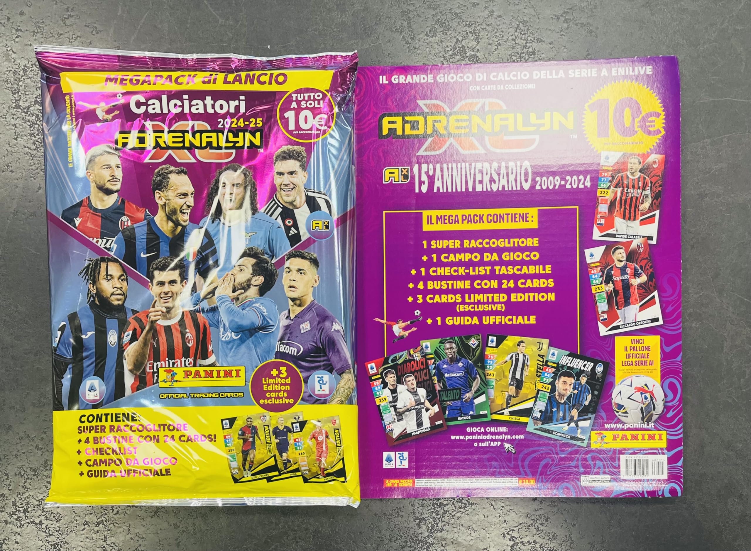 RACCOGLITORE ALBUM STARTER PACK CON 4 BUSTINE DI CARD ADRENALYN XL 2024/2025 CALCIATORI PANINI + 3 LIMITER EDITION + ...