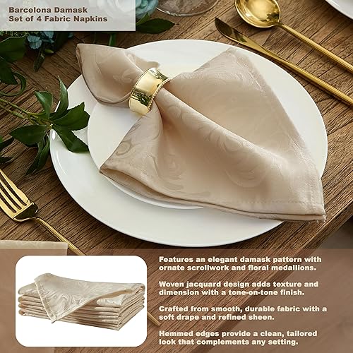 Miniatura 4 de Newbridge, Barcelona - Mantel de tejido damasco, 100% poliéster, no necesita planchado, resistente a la suciedad para cena, fiesta y banquete,