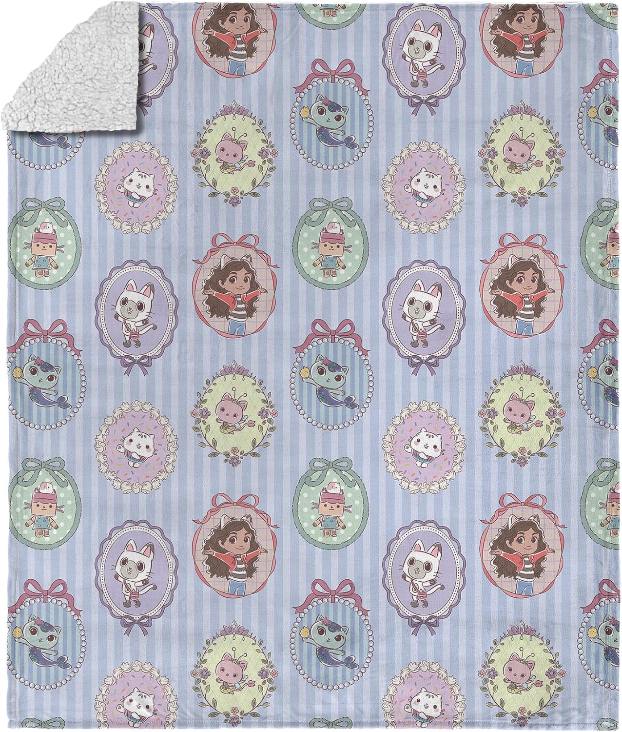 Northwest Universal Gabby's Dollhouse Portrait Wall Silk Touch Sherpa Throw Blanket, 50x60 inches