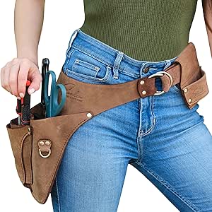Leather Garden Tool Belt for Women- Utility Belt, Gardener Gifts Womens Tool Belt, Florist Tool Belt Holster, Gardening Tool Belt, Small Tool Belt - Gift Box Included with Hammer Holder