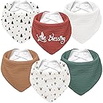 Susurration Muslin Baby Drool Bibs 6Pack Soft Triangular Adjustable Baby Bandana Bibs for Unisex Girls & Boys (Merry Christmas)