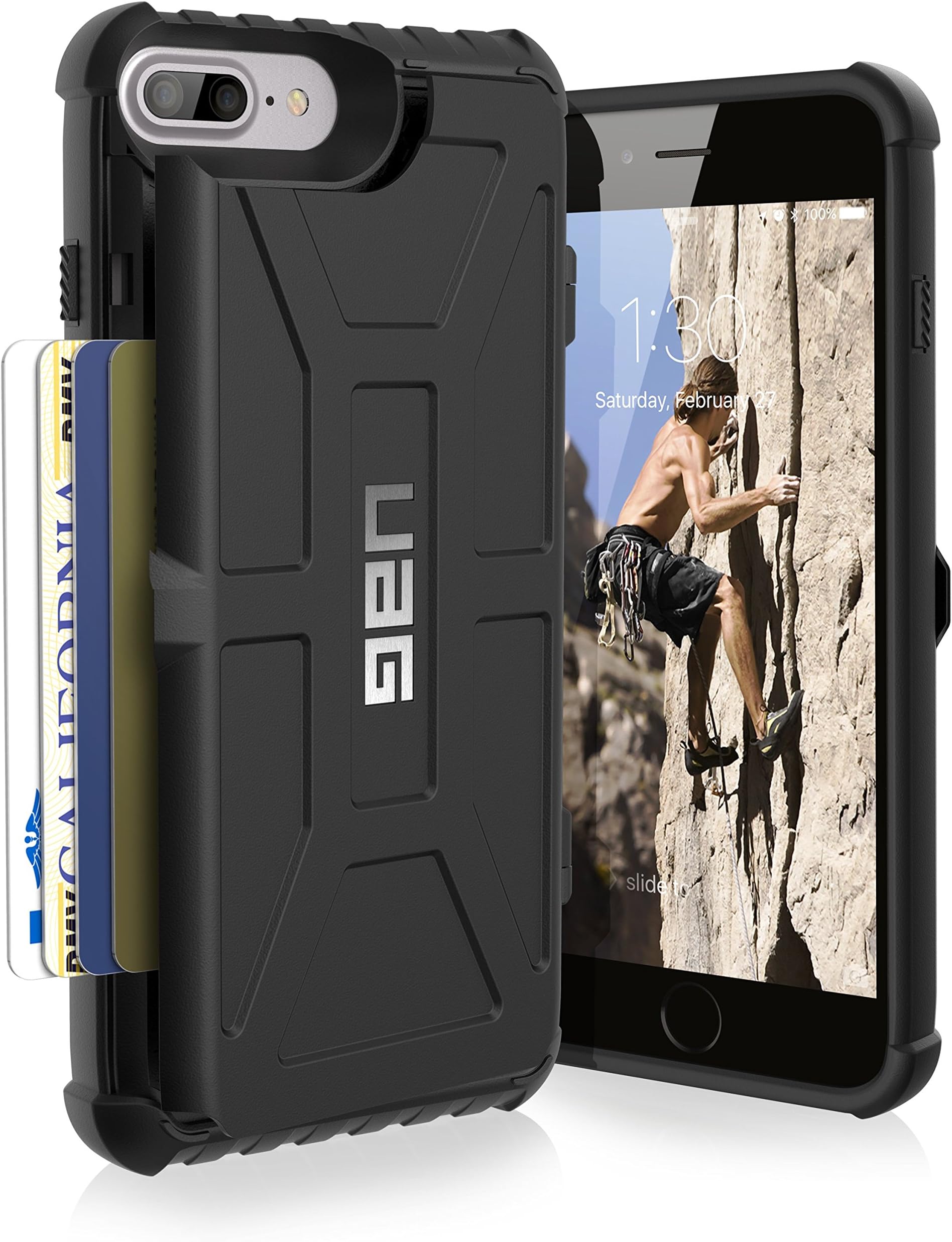UAG iPhone 8 Plus / iPhone 7 Plus / iPhone 6s Plus [5.5-inch screen] Trooper Feather-Light Card Case [BLACK] Military Drop Tested iPhone Case