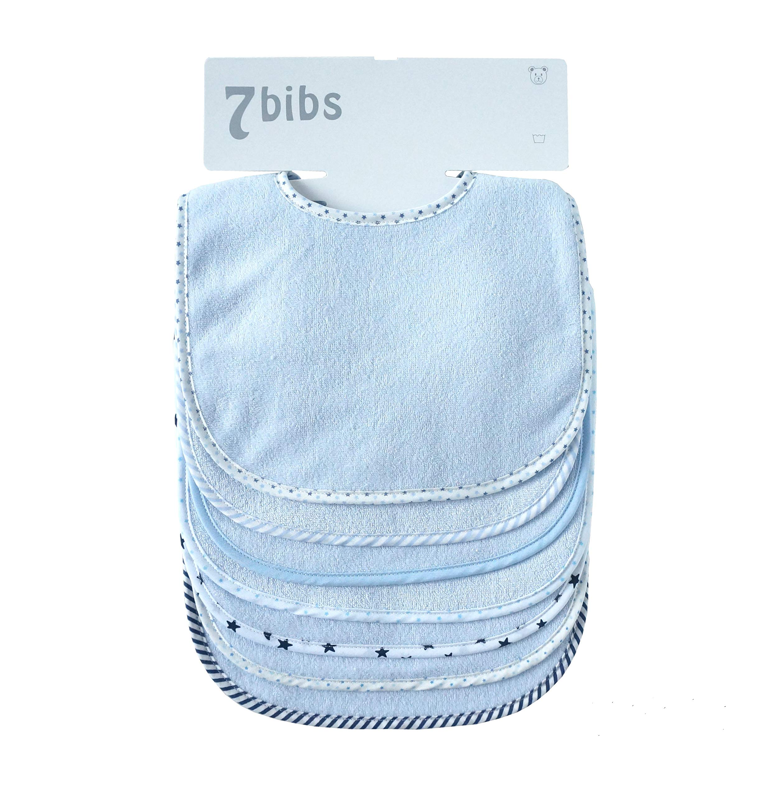 Baby's Double Layer of Cotton Soft Absorbent Drooling Bibs (7 Pieces) (blue-waterproof)