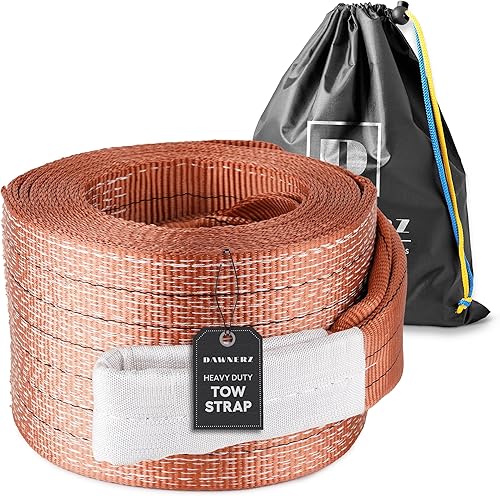 Miniatura 9 de Dawnerz - Correa de remolque resistente de 20 pies, 110000 libras, cuerda de remolque de 19.7ft, 55 toneladas de EE. UU. para camiones y autobuses