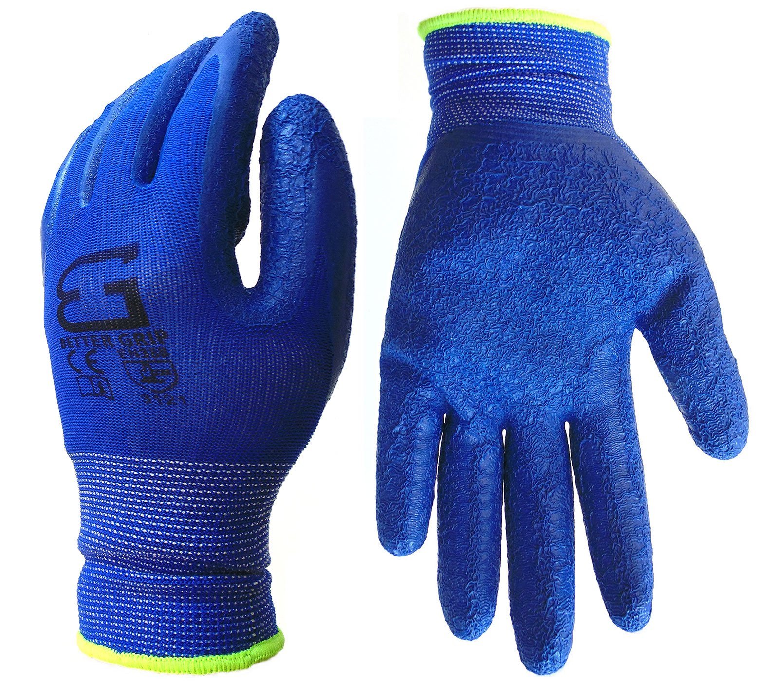 Nylon-Handschuh mit strukturierter Latex-Beschichtung, Greifhandschuhe, Knitter-Finish, Größe L, 6 Paar, Dunkelblau