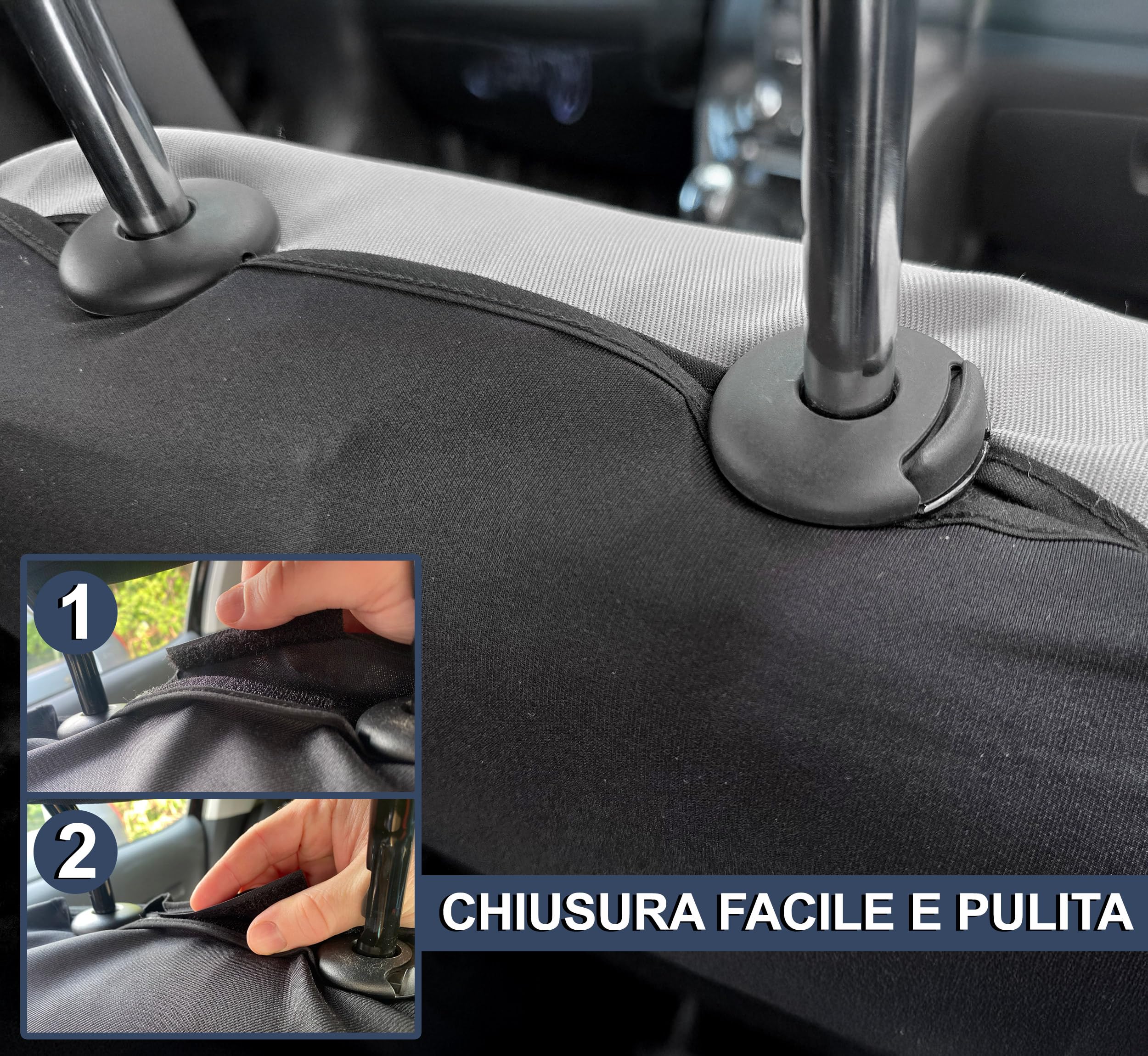 Coprisedili Auto Specifici Per Fiat 500L - Set Completo 13 Pezzi Nero - Ricamo Logo - Made In Italy - Foto 2