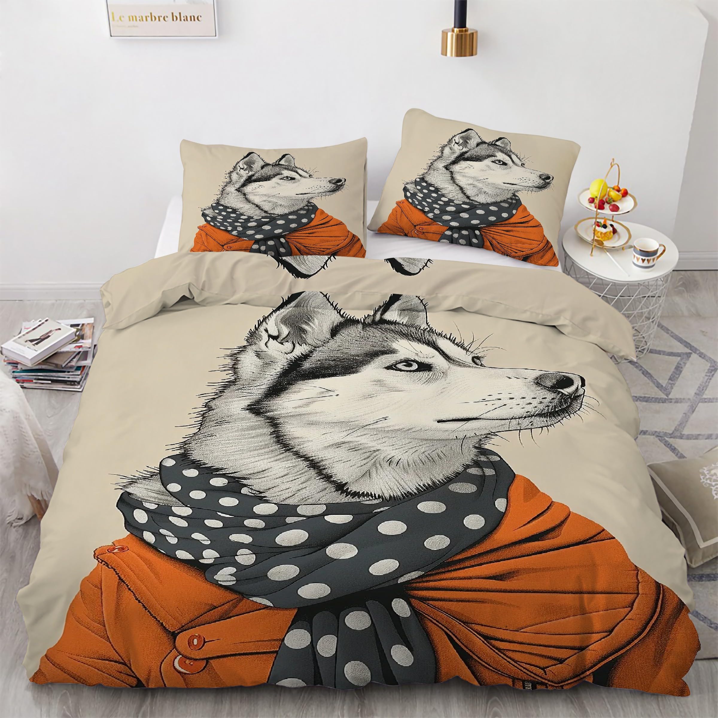 Housse de Couette 240 x 260 Parure de Lit Finition Premium en Microfibre Douce Impression Animale