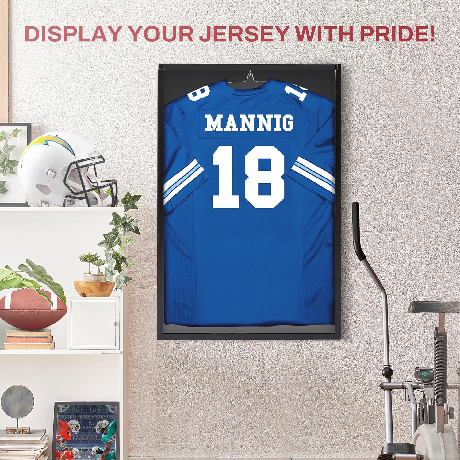 PENNZONI Jersey Frame Display Case - Crystal Clear Acrylic Jersey Frame for Baseball, Football, Hockey, Soccer & Basketball, Jersey Shadow Box - Black