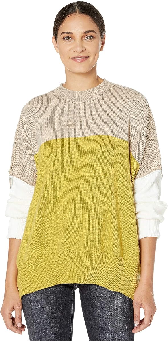 Free People Easy Street Colorblock Jersey para Mujer, Lima, Amarillo, Bronceado, M