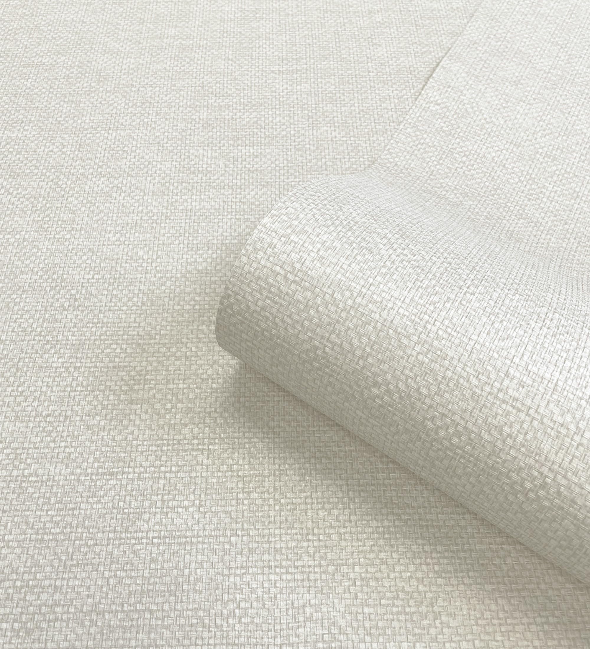 GAULAN 682880 - Vinyltapete, Strapazierfähig, Abwaschbar. Tapete mit Pflanzenfasereffekt im Raffiastil in Relief in hellem Beige für Wohnzimmer Küche - Rolle 10 m x 0,53 m