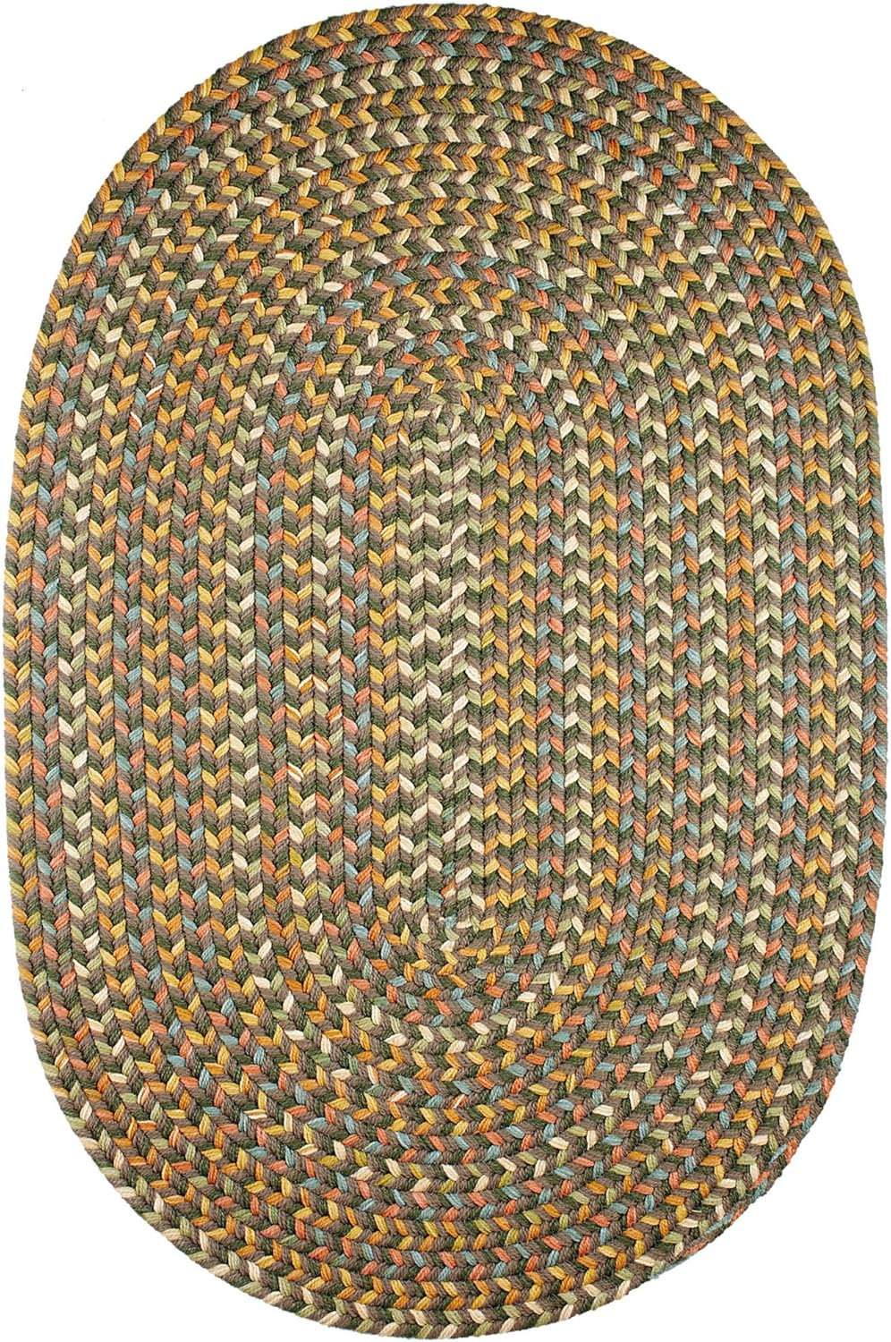 Confetti Indoor/Outdoor Braided Rug - Woven Rug Made in USA - Olive - 20" x 30" Oval