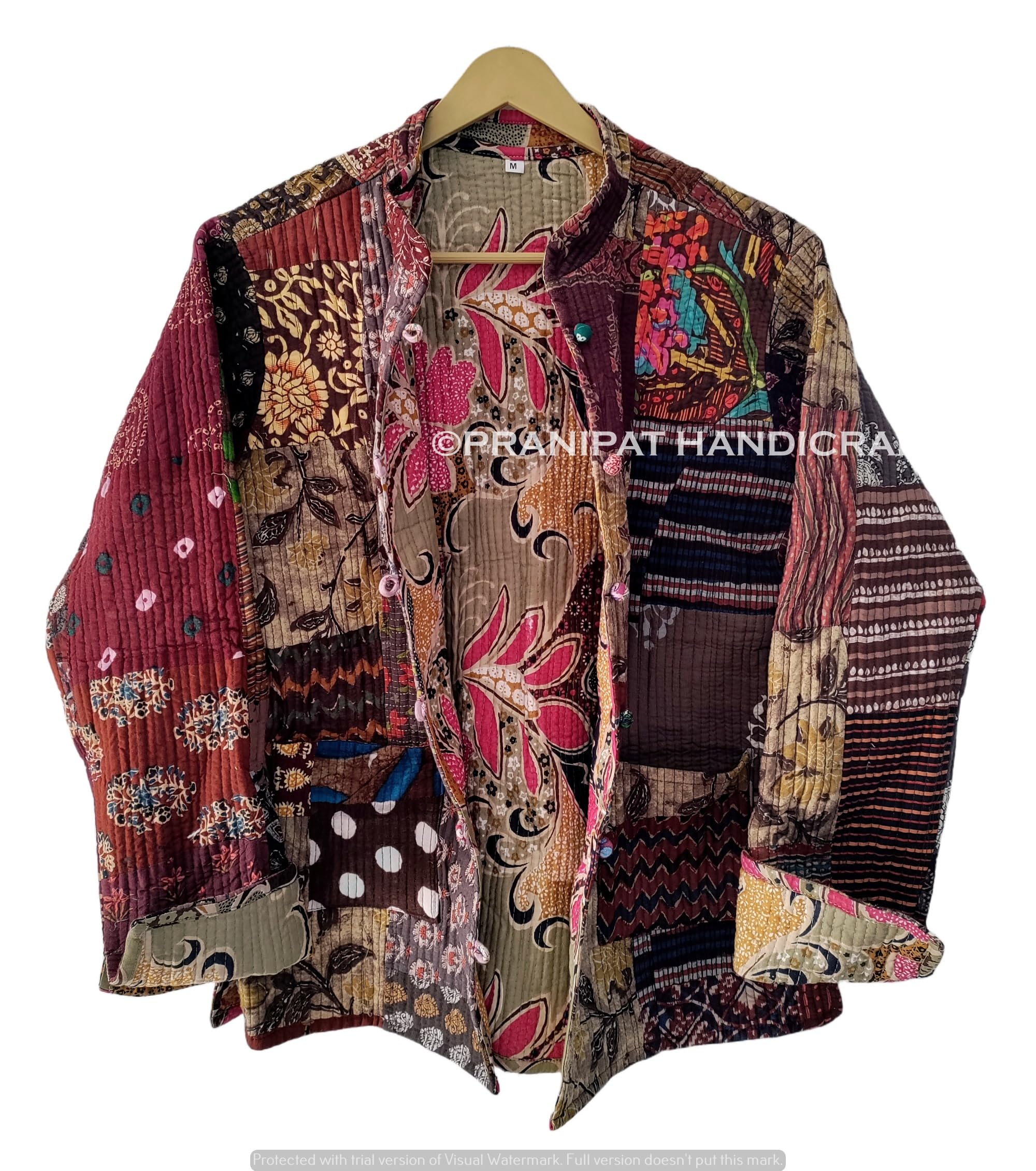 Damen Baumwoll-Patchwork-Steppjacke, wendbar, Winterbekleidung, leichte Jacken für Mädchen, Bikerjacke