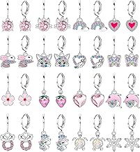 BESTEEL 16 Pairs Hypoallergenic Earrings for Girls Women Sensitive Ears Cute Surgical Steel Dangle Huggie Hoop Earings Set with Charm CZ Flower Heart Animal Christmas Gifts