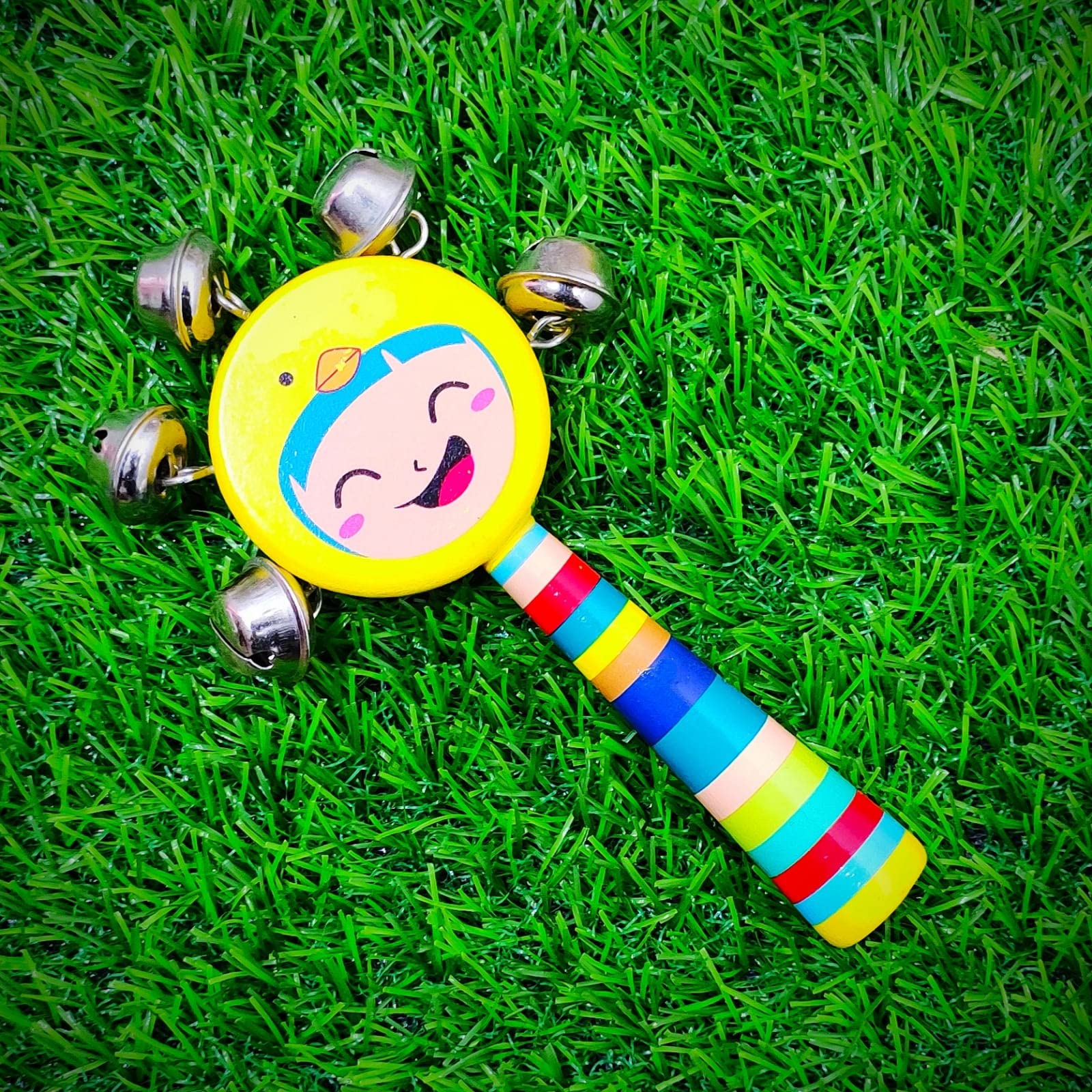 Vemlons Wooden Non Toxic Colourful Rattle Toys for New Born Baby, Musical Infant Toy, / Dugi Dugi Rattle Sweet Cuddle Infant of JhunJhuna/lakdi ka jhunjhuna 3