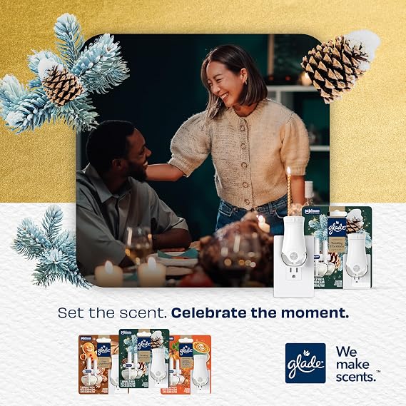 Glade PlugIns Starter Kit, Air Freshener, Twinkling Pine & Cedar, 1.34 fl oz, 1 Warmer + 2 Refills