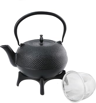 Cuisiland Small Hobnail Cast Iron Teapot Set 61oz Black
