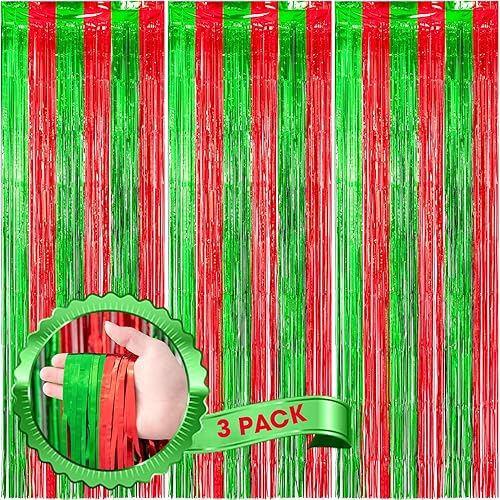 Miniatura 252 de Cortinas de fondo de flecos de papel de aluminio para fiestas, 3 piezas, 39.6 x 98.4 pulgadas, azul retro 48 Retro Azul,03 Rosa,04 Rosa