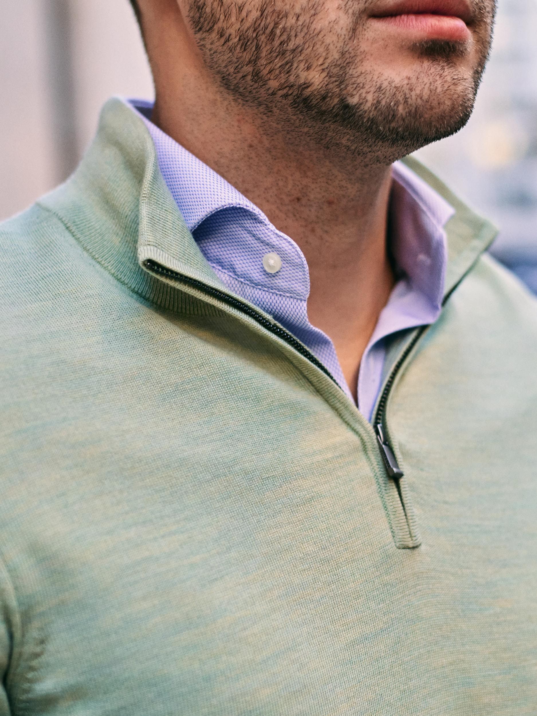 Suitable Merino Half Zip Pullover Azzurro - Uomo - Abbigliamento