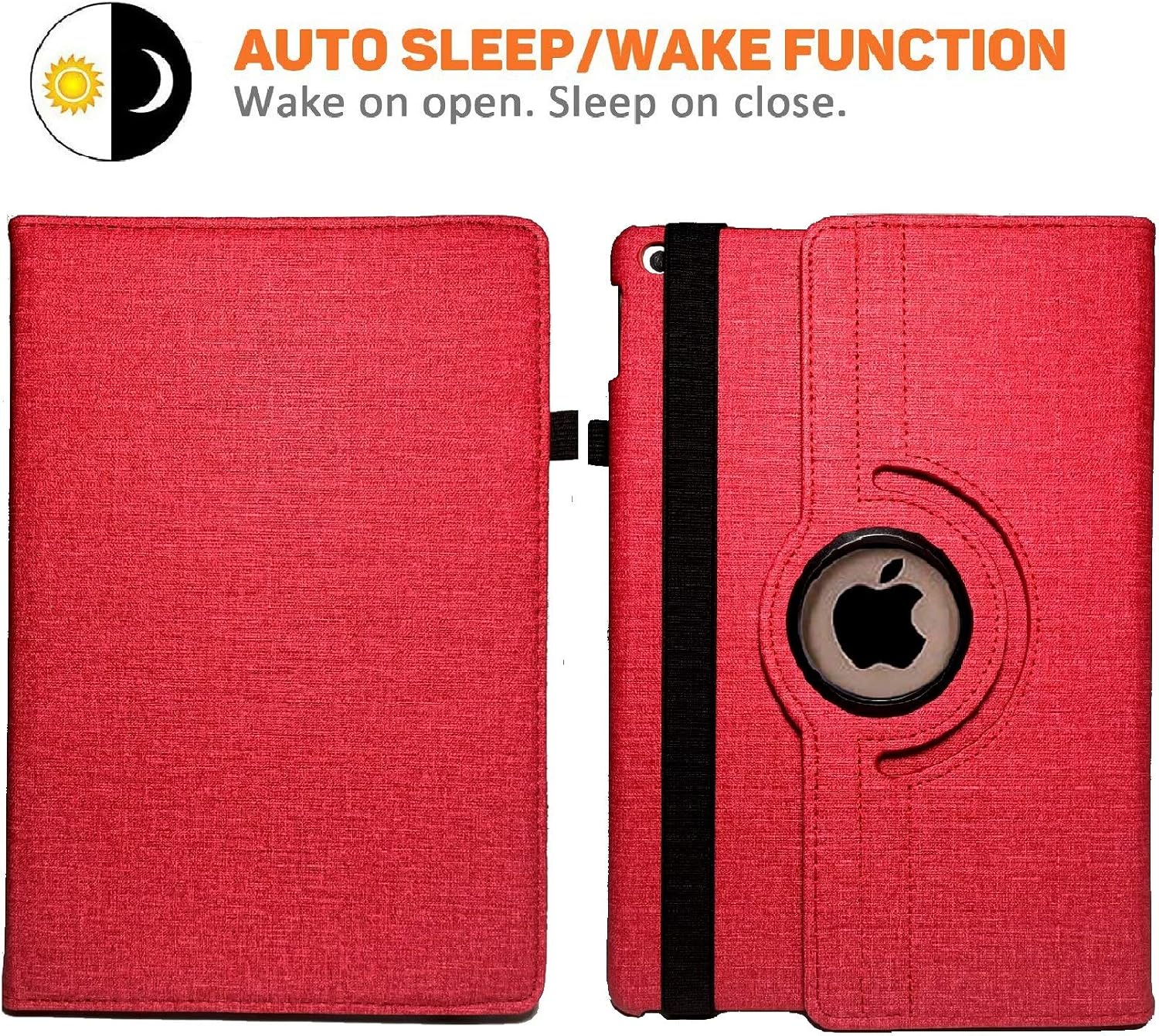 iPad 10.2" Case 9th Generation (2021) 2020 iPad 8th Generation Case / 2019 iPad 7th Generation Case, 360 Degree Rotating Stand Smart Case Protective Cover with Auto Wake Up/Sleep (Red)