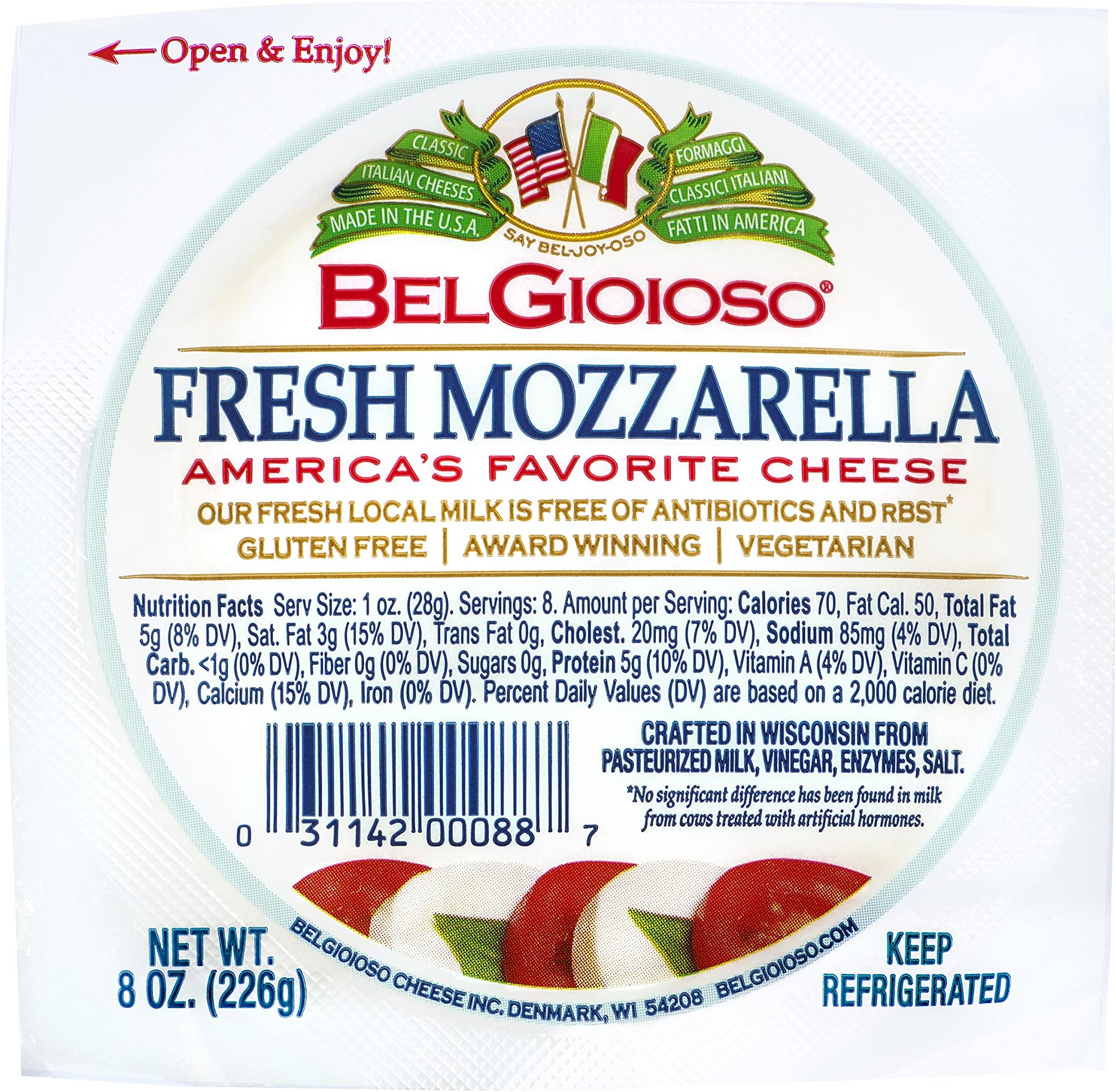 Belgioioso Cheese ball mozzarella fresh 8.0 OZ(Pack of 2)