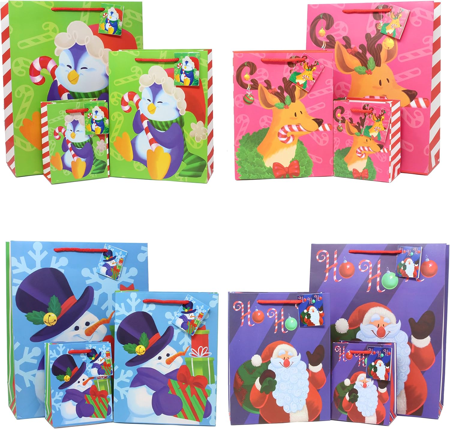 JOYIN 36 Pcs Christmas Gift Bag with Tissue Papers and Tag, Assorted sizes set for Wrapping Xmas Holiday Presents, Christmas Gift Decoration, Holiday Gift Wrapping, School Classrooms, Party Favors