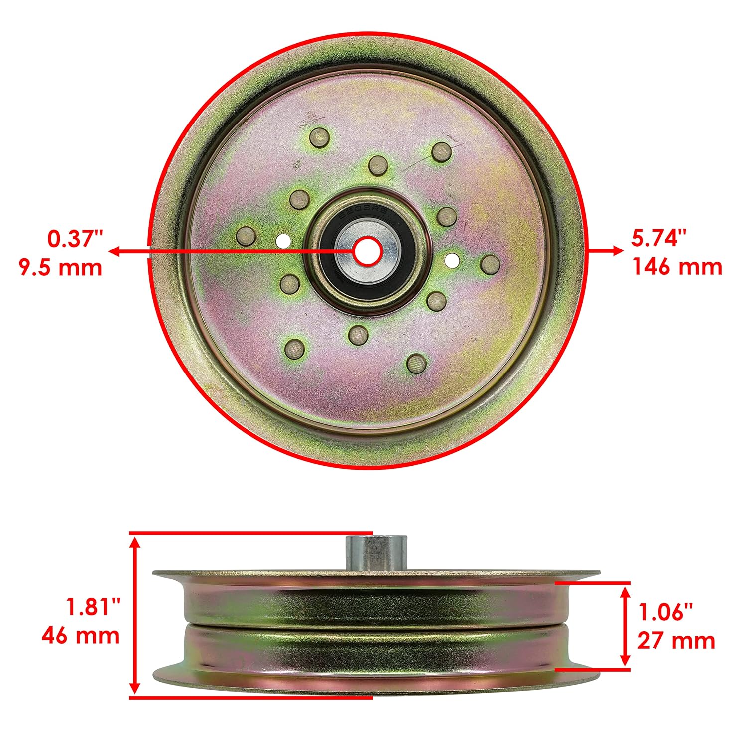 Caltric Idler Pulley Compatible with Cub Cadet 365 365L GT-1554 Z48 Z54 Z54L Deck k" 54" Sheave