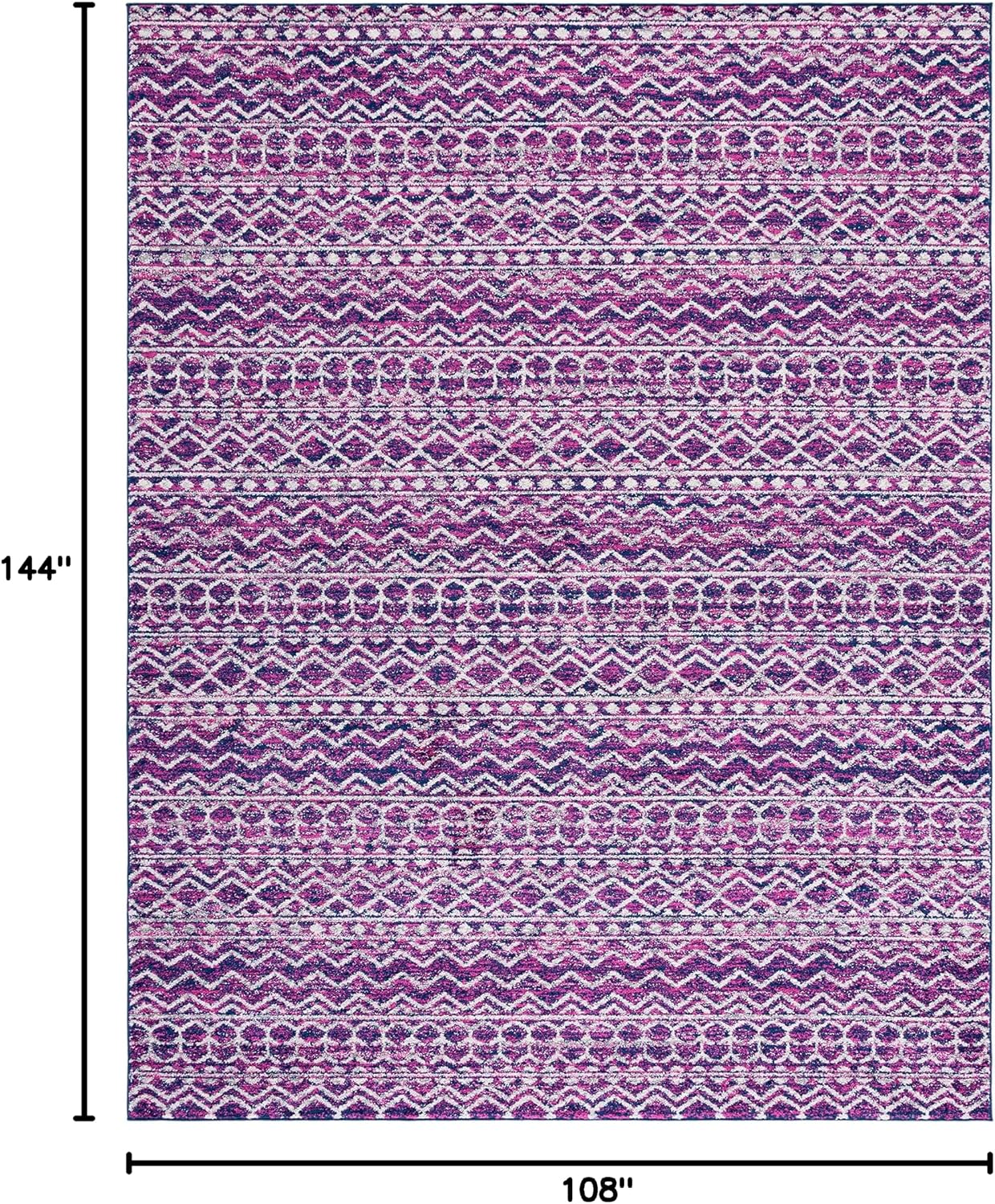 SAFAVIEH Madison Collection 9' x 12' Fuchsia Navy MAD606M Boho Chic Non-Shedding Living Room Bedroom Dining Home Office Area Rug
