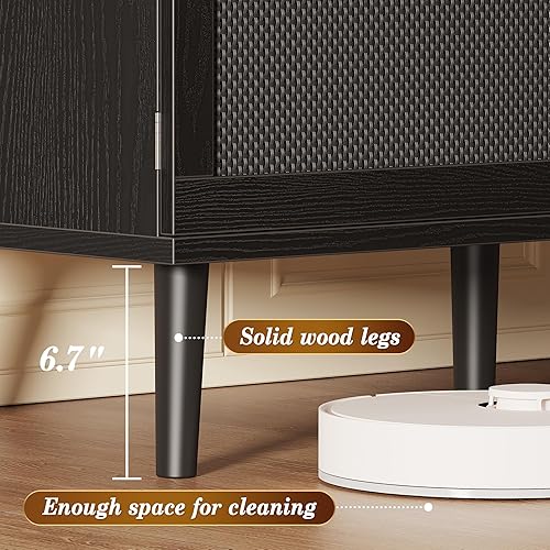 Miniatura 6 de SUPERJARE Soporte de TV para TV de 65 pulgadas, centro de entretenimiento con estante ajustable, consola de TV con 2 gabinetes, consola multimedia,