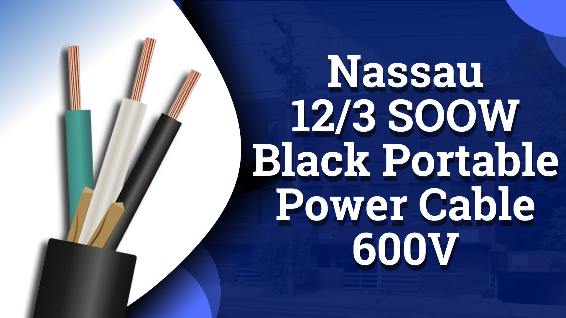 12/3 SOOW SO 600V Portable Power Cord Outdoor Durable Flexible