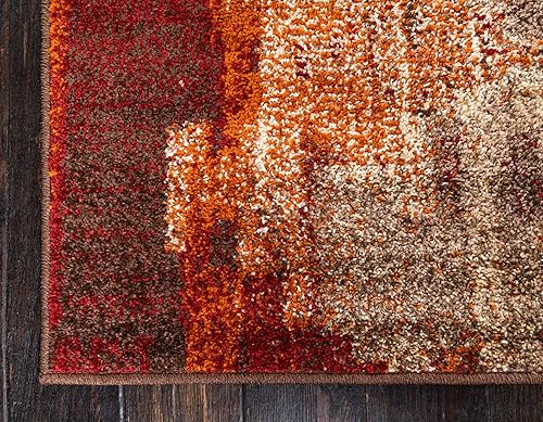 Miniatura 8 de Unique Loom - Tapete con diseño abstracto, informal, moderno y contemporáneo de la colección otoñal, rectangular de 5 x 8 pies, diseño rústico