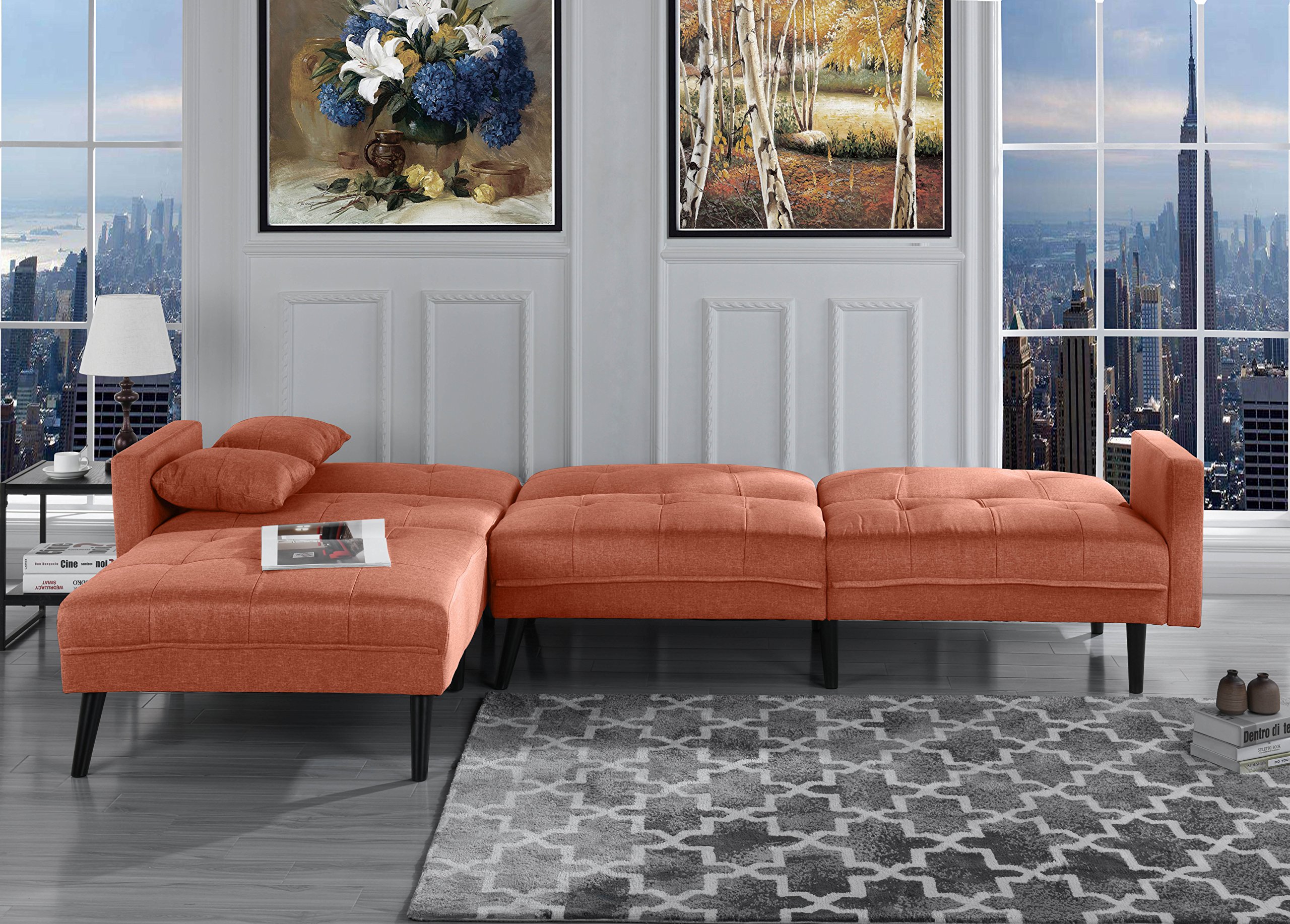 Buy Orange Futon Recliner Sleeper Sofa Bed/Couch, Convertible Futon