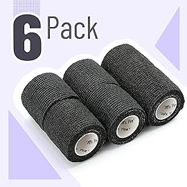Mr. Pen- Self Adhesive Bandage Wrap, 6 Pack, Black, 2 x 5 Yards, Adhesive Bandages, Cohesive Bandage, Medical Wrap, Elastic Bandage Wrap, Bandage Tape, Self Sticking Bandage Wrap