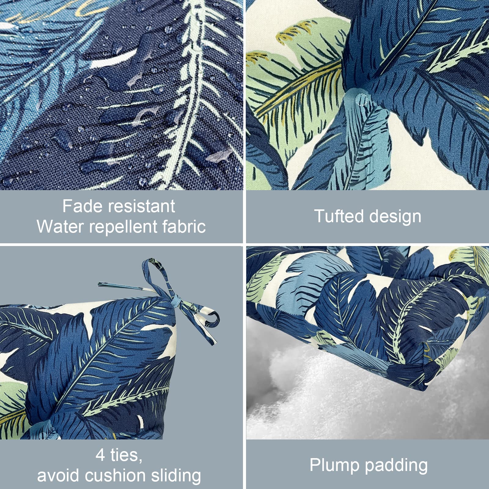 LVTXIII Outdoor Tufted High Back Cushions, Solid Fluffy Seat and Back