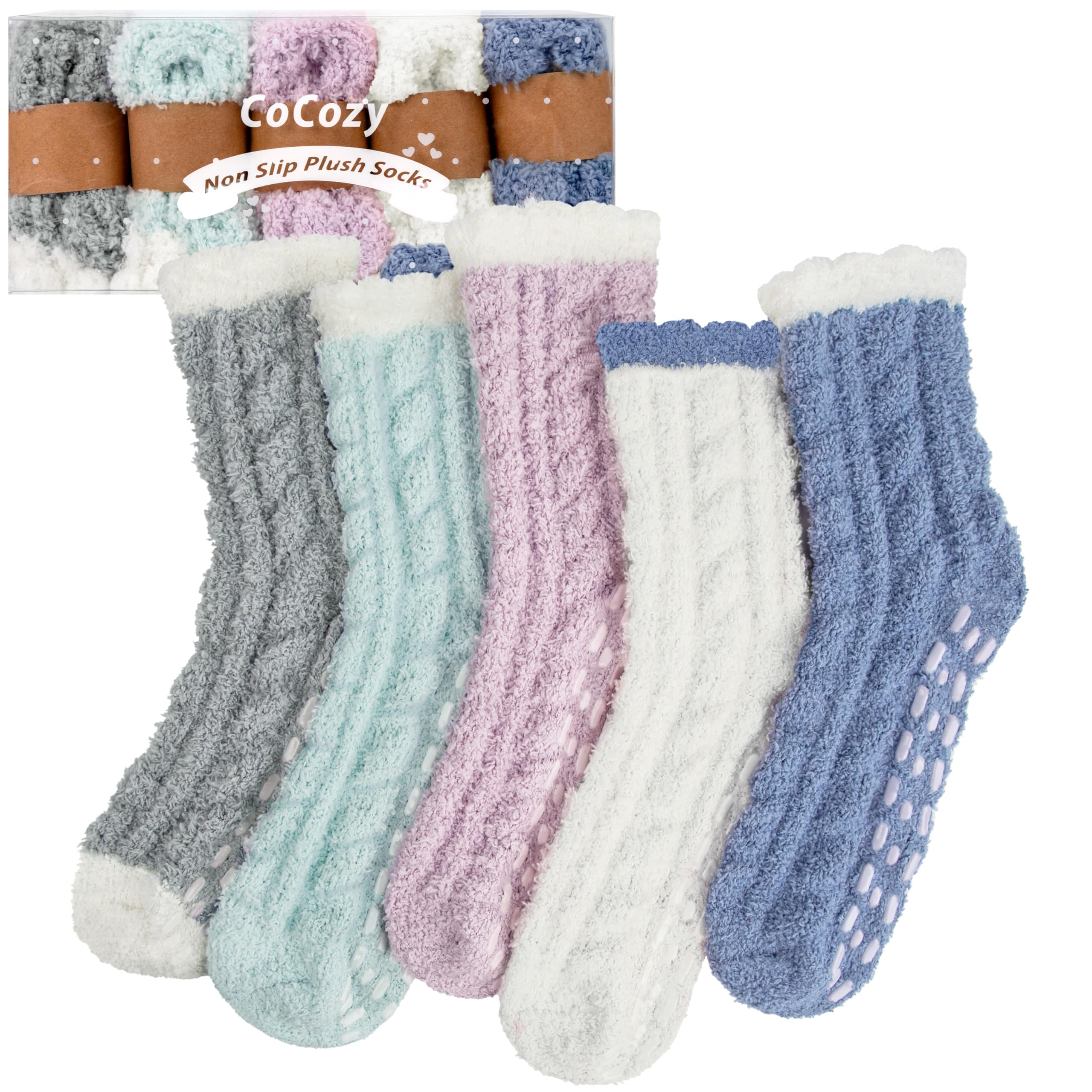 CoCozy Fuzzy Socks with Grips for Women, Cozy Fluffy Socks Gifts