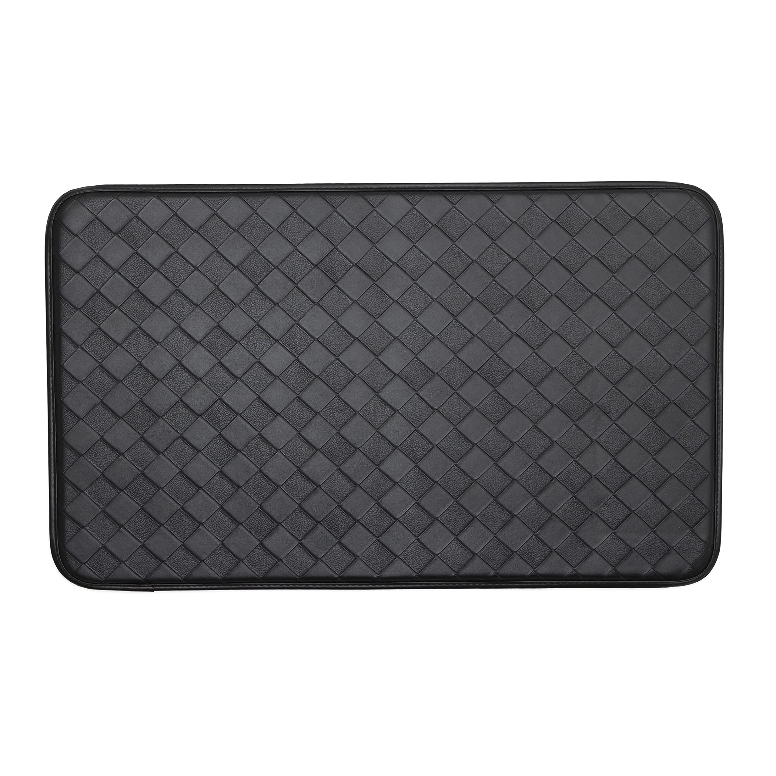 Stephan Roberts Anti-Fatigue Kitchen Faux Leather Non-Skid Cushioned Comfort Mat, 18" x 30", Diamond Black/Black