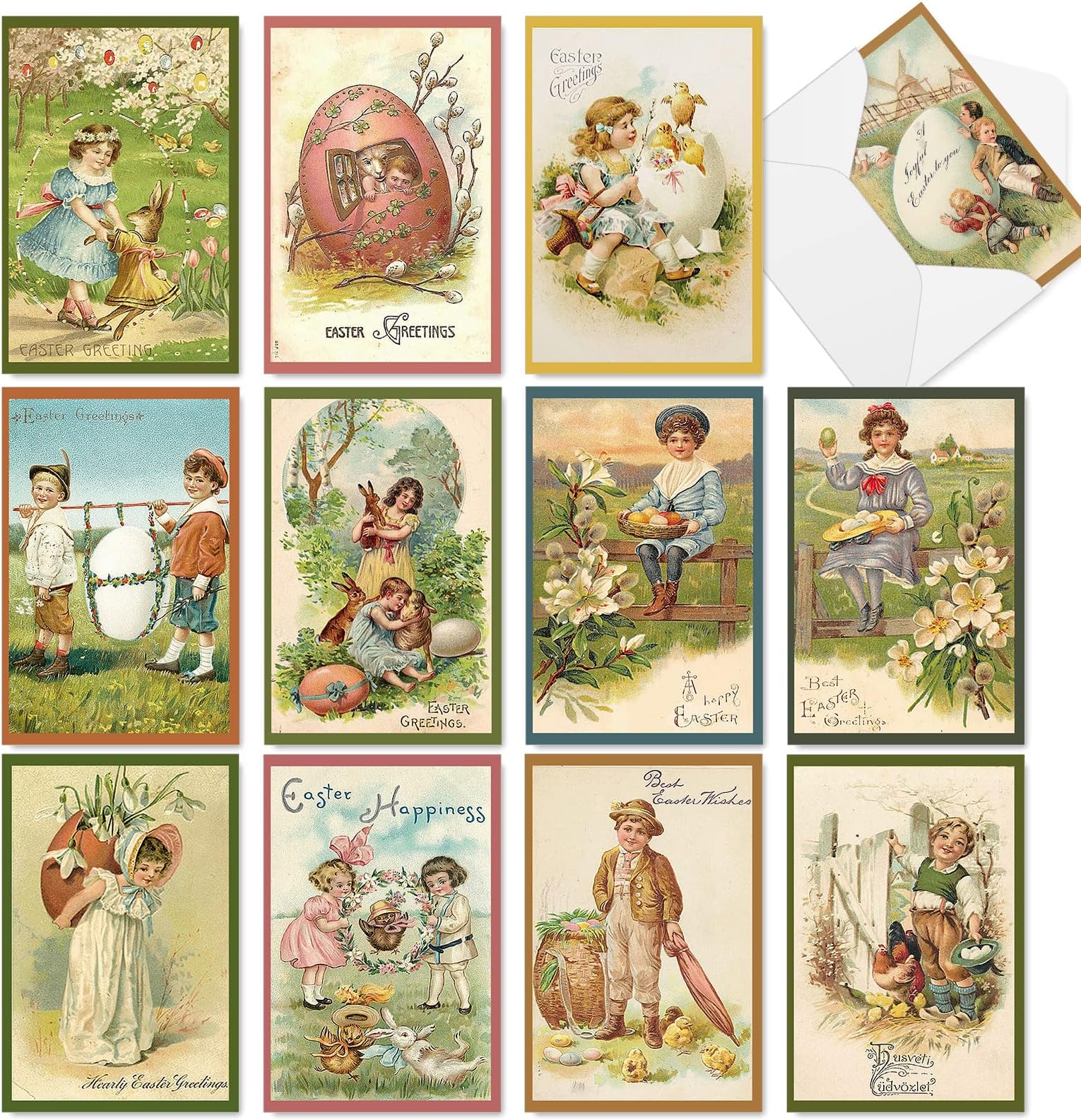 AnyDesign Vintage Easter Cards 36 Pack Retro Spring