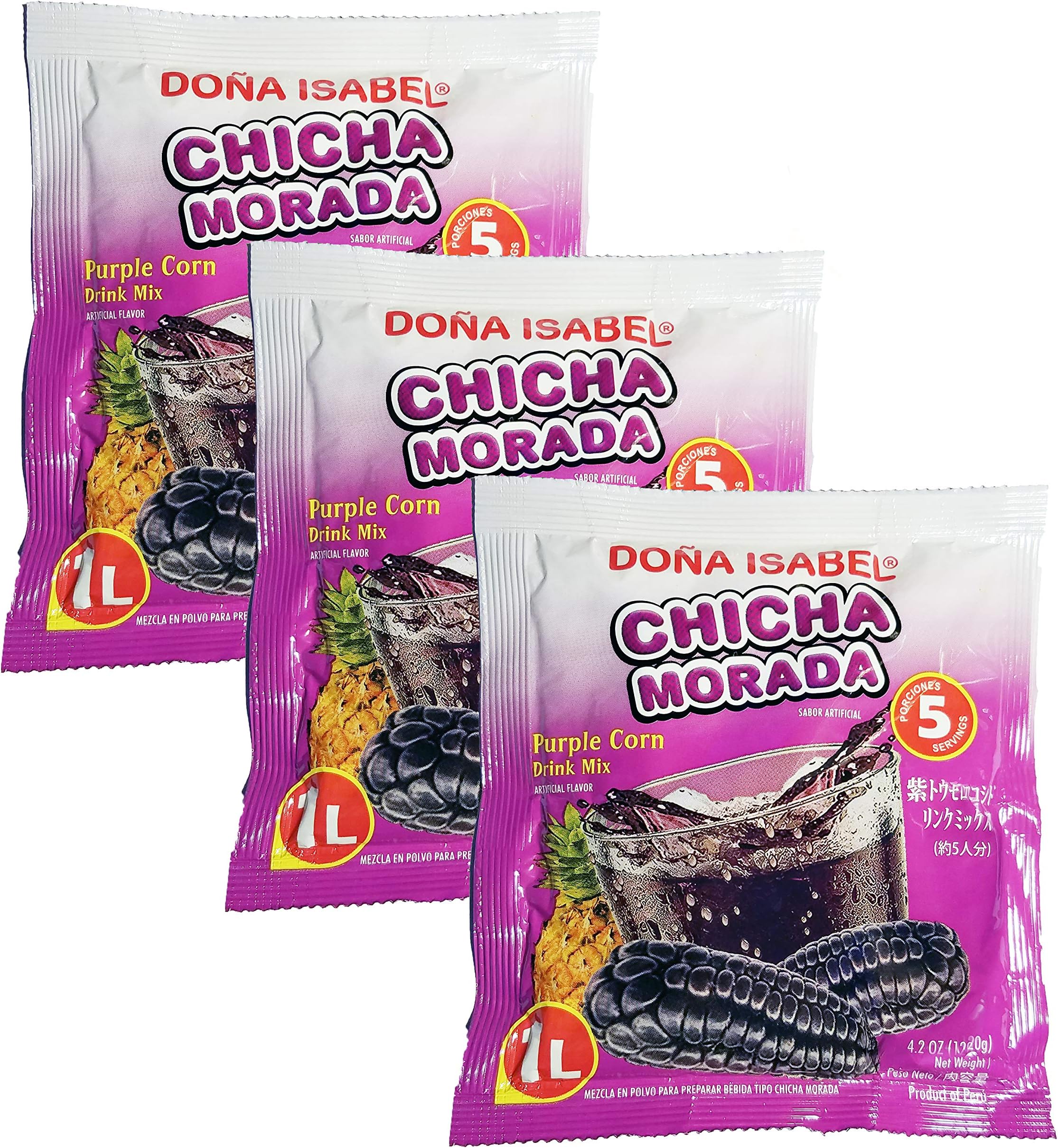 Dona Isabel Peruvian Chicha Morada Mix (Purple Corn Powder Drink Mix) - 4.2 Oz (3-Pack)