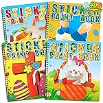 90shine 4PCS Easter Crafts for Kids Ages 4-8 Sticker Books - Basket Stuffer Gift Includes Bunny Egg Chick Gnome and More Designs Create 40 Pictures