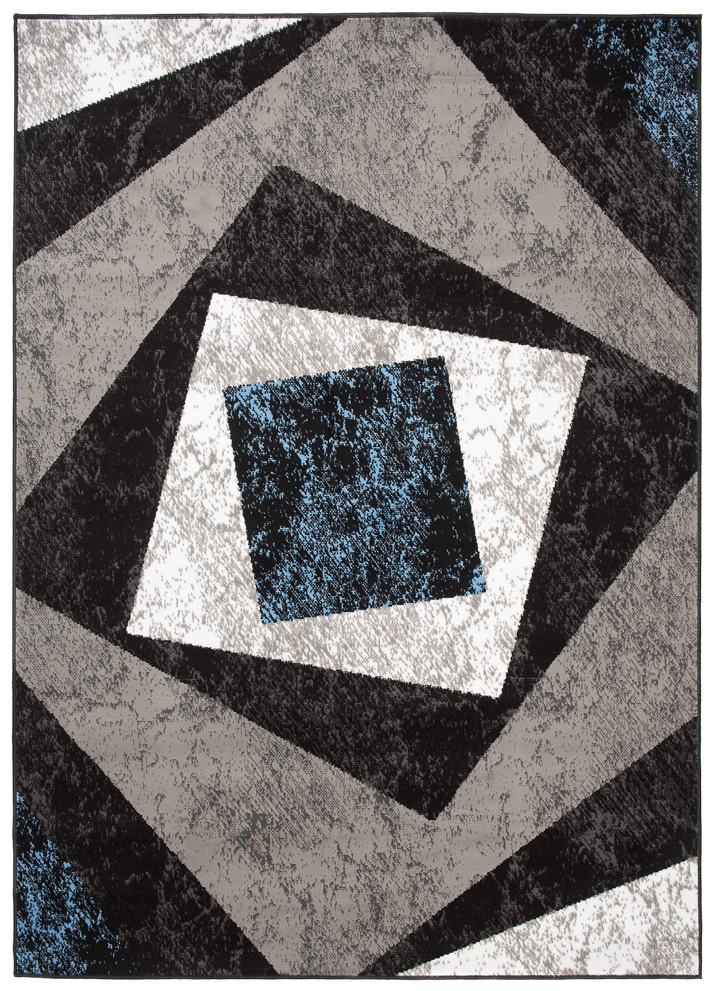 TAPISO Dream Alfombra de Salón Dormitorio Habitación Infantil Oficina Sala de Estar Diseño Moderno Abstracto Cuadrados Azul Gris Negro Blanco Pelo Corto Suave 140 x 200 cm