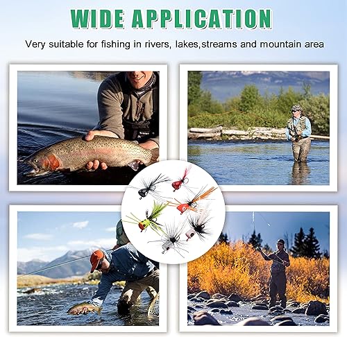 Miniatura 17 de Kit de señuelos para pesca con mosca, moscas para pesca con mosca seca, moscas de pesca con mosca superior, panfish Bluegill Popper Bait Bug