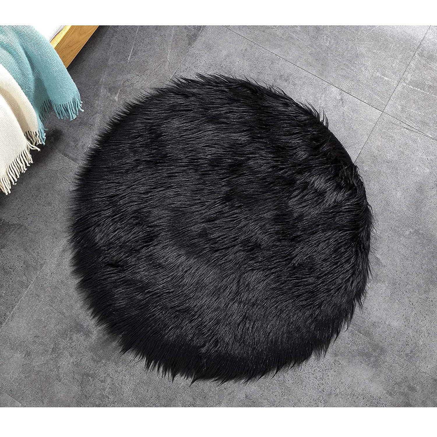 Faux Lammfell Teppich Schaffell Imitat Einfach zu Säubern Dekoration für Stuhl Sofa Matte und Kinder Spielen - 120cm