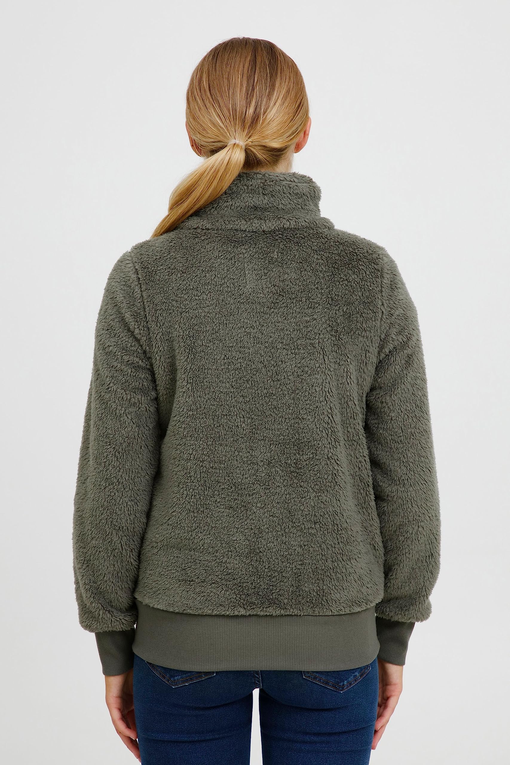 OXMO OXAnneka Damen Sweatjacke Jacke mit Teddyfutter Stehkragen Reißverschluss Eingrifftaschen Regular fit