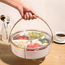 منظم المناسبات - طبق تقديم شفاف قابل للفصل مع غطاء ومقبض، لتخزين الجبن واللحوم والفواكه والوجبات الخفيفة للحفلات والنزهات (مجموعة من قطعتين)