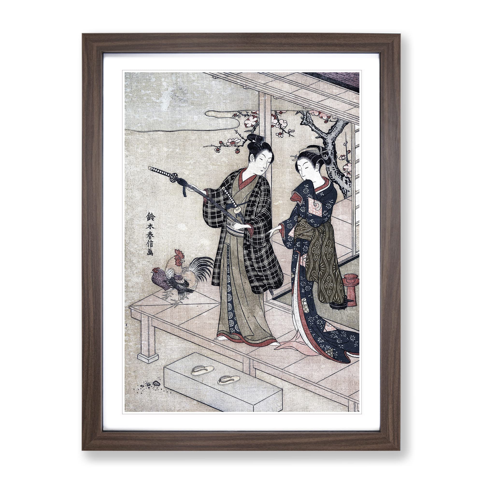 Gentleman Taking Leave Of His Lady By Harunobu Suzuki Asian Japanese Framed Wall Art Print
